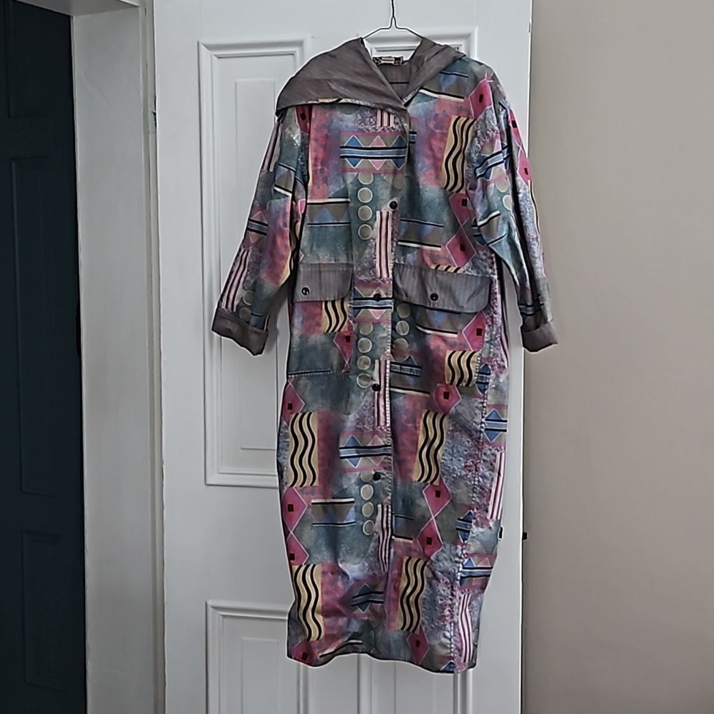 Marylou Ozbolt Storer vintage long wearable art raincoat